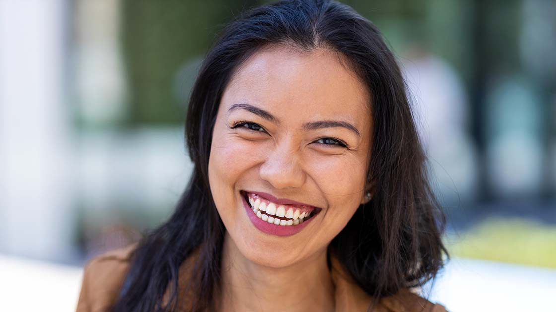 woman with pink lipstick